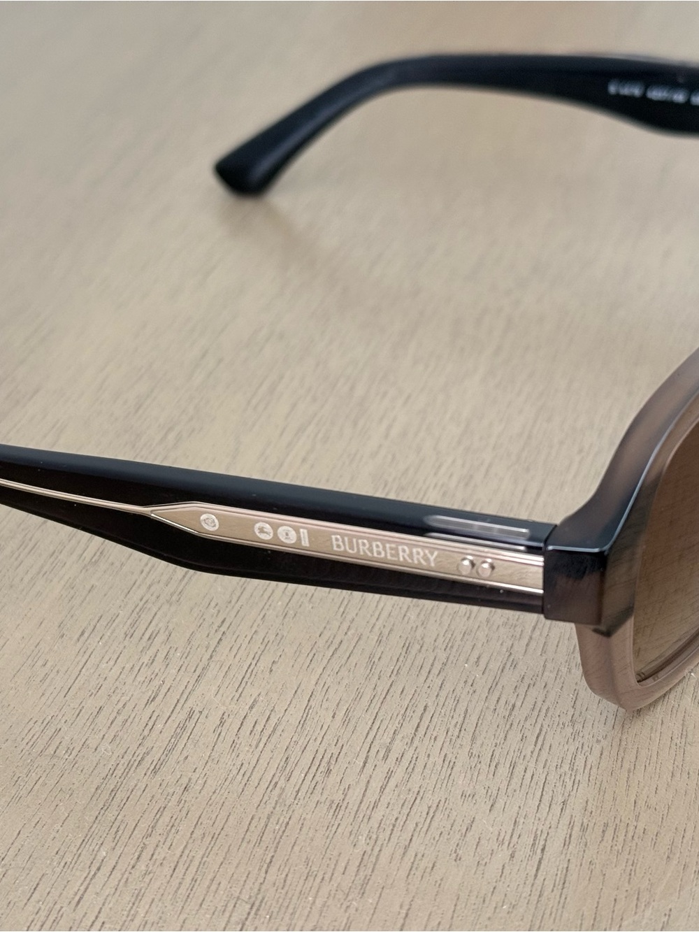 Burberry Men’s Black and Brown Eyewear with Metal Logo Accent